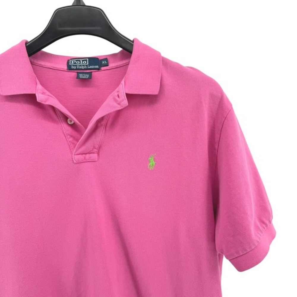 Polo Ralph Lauren Polo Shirt Mens XL Pre-Owned Pink Short Sleeve Neon Green Pony